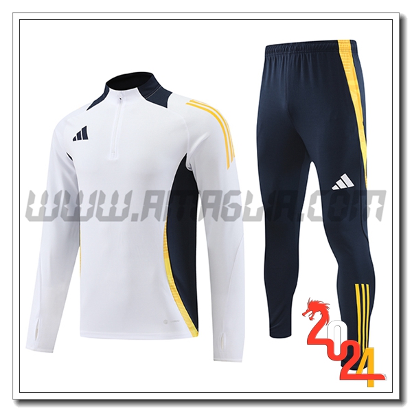 Tuta Allenamento Adidas Bianco/Nero/Giallo 2024 2025