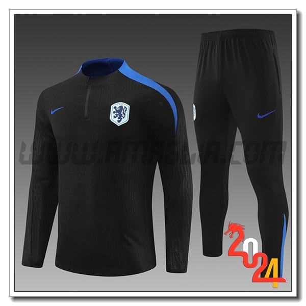 Tuta Allenamento Paesi Bassi Bambino Nero/Blu 2024 2025