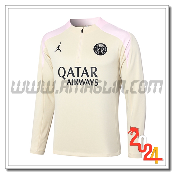 Felpa Allenamento PSG Beige/Rosa 2024 2025