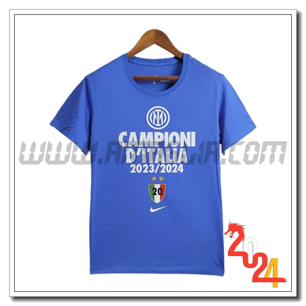 Maglia Calcio Inter Milan Maglietta Champion 2023/2024 Blu
