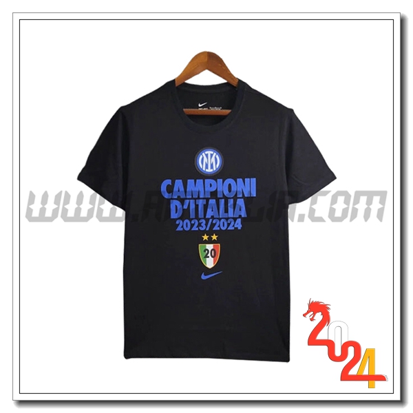 Maglia Calcio Inter Milan Maglietta Champion 2023/2024 Nero