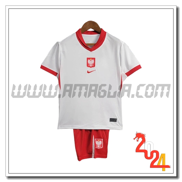 Nuovo Kit Maglia Polonia Bambino Prima 2024 2025