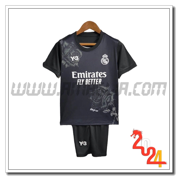 Kit Maglia Real Madrid Y3 Bambino Edizione speciale 2024 2025 Nero