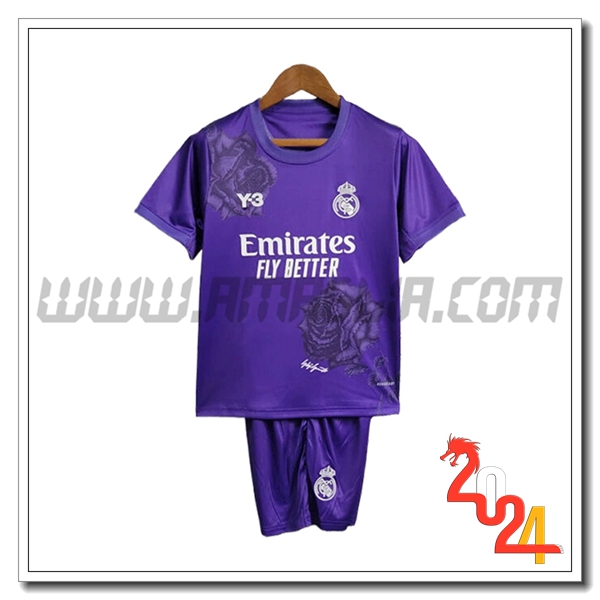 Kit Maglia Real Madrid Y3 Bambino Edizione speciale 2024 2025 Viola