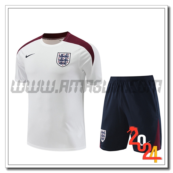 Kit Maglia Allenamento Inghilterra Bianco/Rosso 2024 2025
