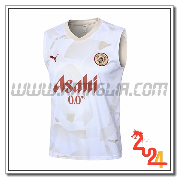 Canotta Allenamento Manchester City Bianco/Giallo 2024 2025