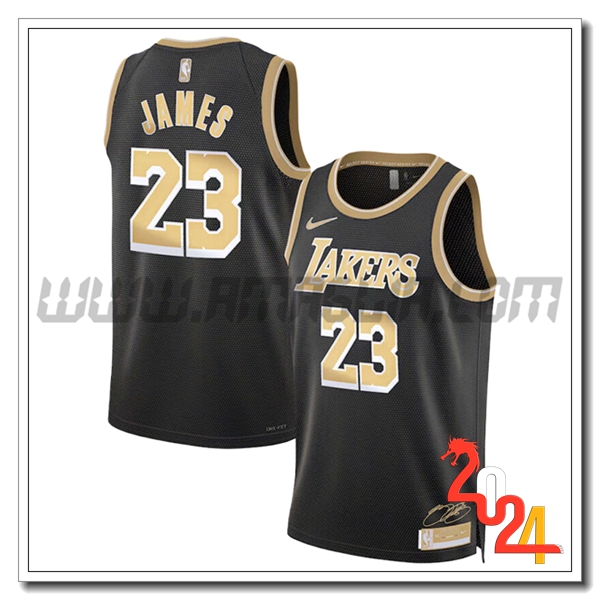 Maglia Los Angeles Lakers (JAMES #23) 2024/25 Nero/Giallo