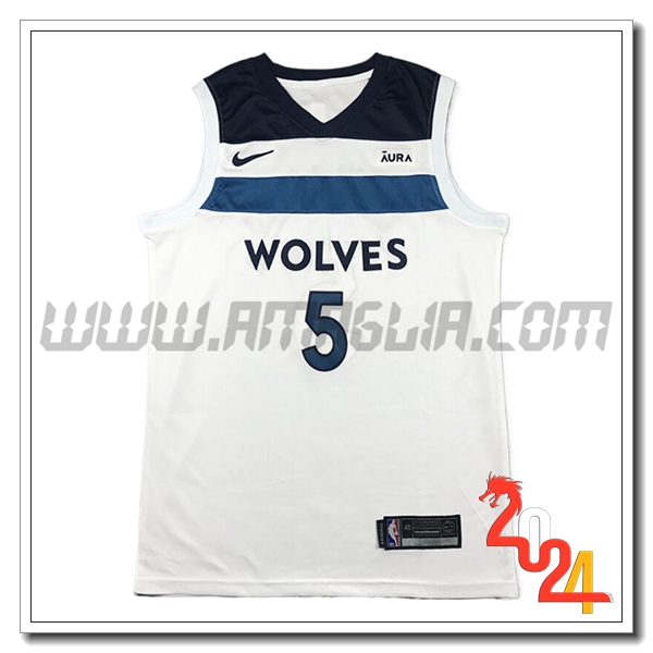 Maglia Minnesota Timberwolves (EDWARDS #5) 2024/25 Bianco/Blu/Nero