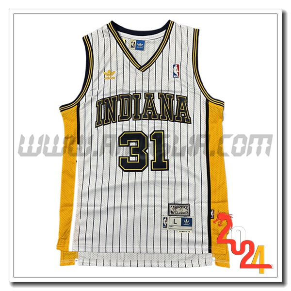 Maglia Indiana Pacers (MILLER #31) 2024/25 Bianco/Nero/Giallo