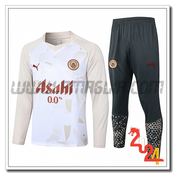Tuta Allenamento Manchester City Bianco/Giallo 2024 2025