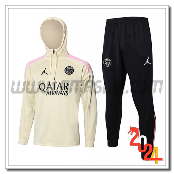 Giacca Con Cappuccio Tuta Giacca A Vento PSG Beige/Rosa 2024 2025