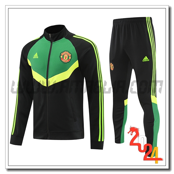 Tuta Allenamento Giacca Manchester United Nero/Verde 2024 2025