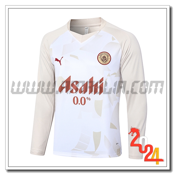 Felpa Allenamento Manchester City Bianco/Giallo 2024 2025