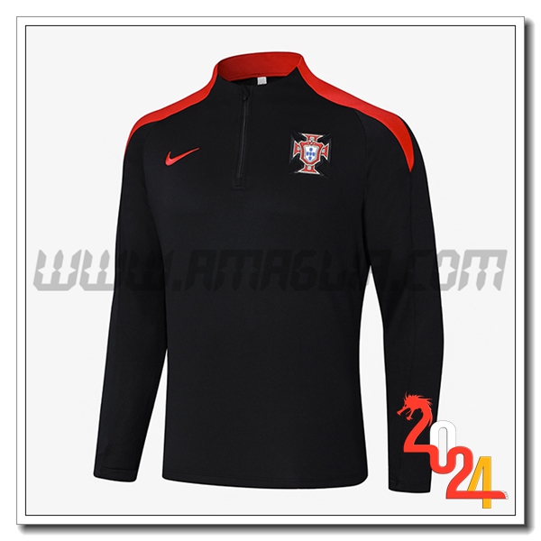 Felpa Allenamento Portogallo Nero/Rosso 2024 2025