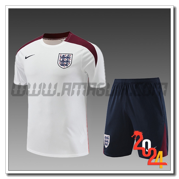 Kit Maglia Allenamento Inghilterra Bambino Bianco/Rosso 2024 2025