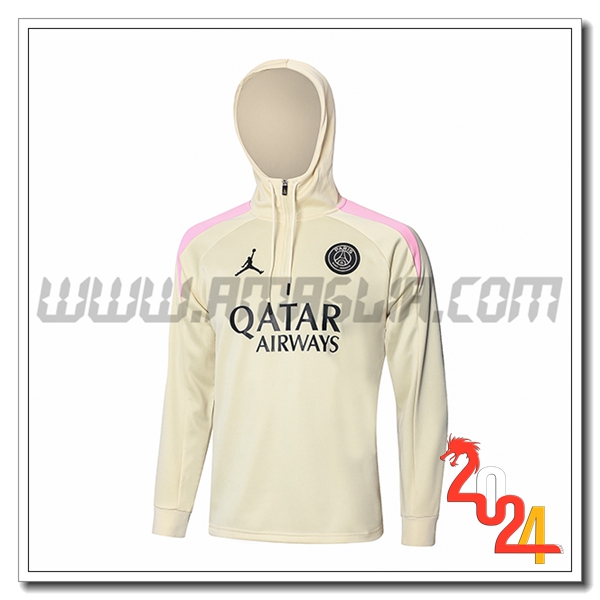 Giacca Con Cappuccio PSG Beige/Rosa 2024 2025