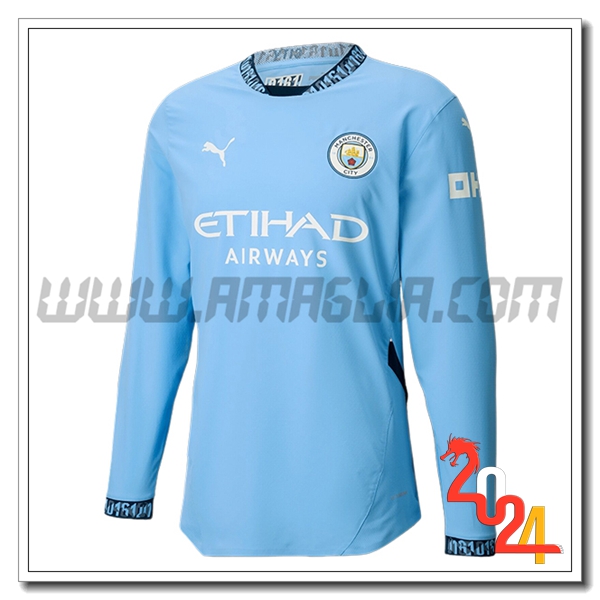 Prima Nuovo Maglia Calcio Manchester City Maniche lunghe 2024 2025