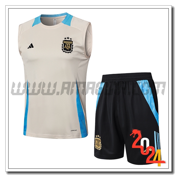 Kit Canotta Allenamento Argentina Beige/Blu 2024 2025
