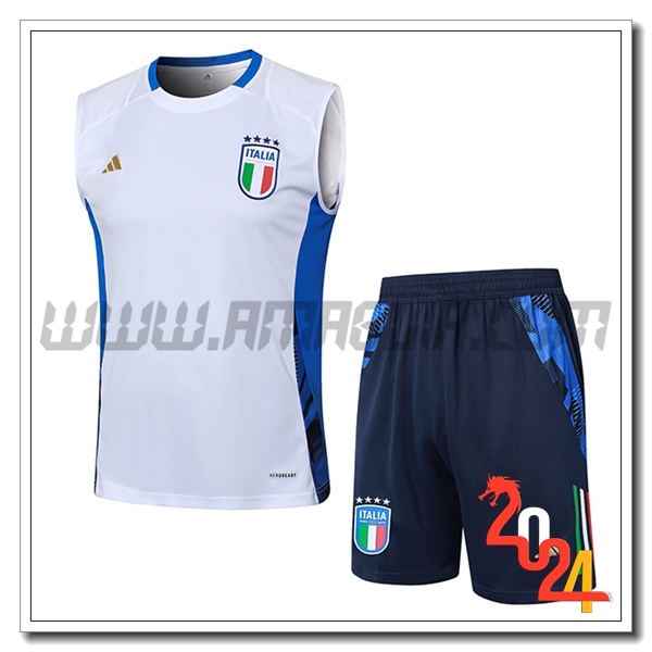 Kit Canotta Allenamento Italia Bianco/Blu 2024 2025