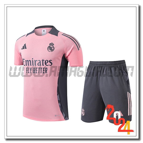 Kit Maglia Allenamento Real Madrid Rosa/Grigio 2024 2025