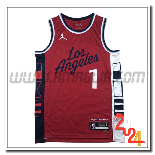 Maglia Los Angeles Clippers (HARDEN #1) 2024/25 Rosso/Nero/Bianco