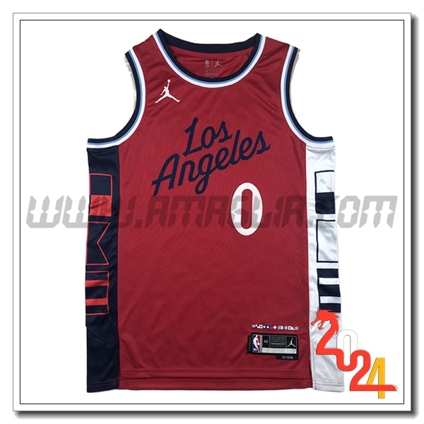 Maglia Los Angeles Clippers (WESTBROOK #0) 2024/25 Rosso/Nero/Bianco