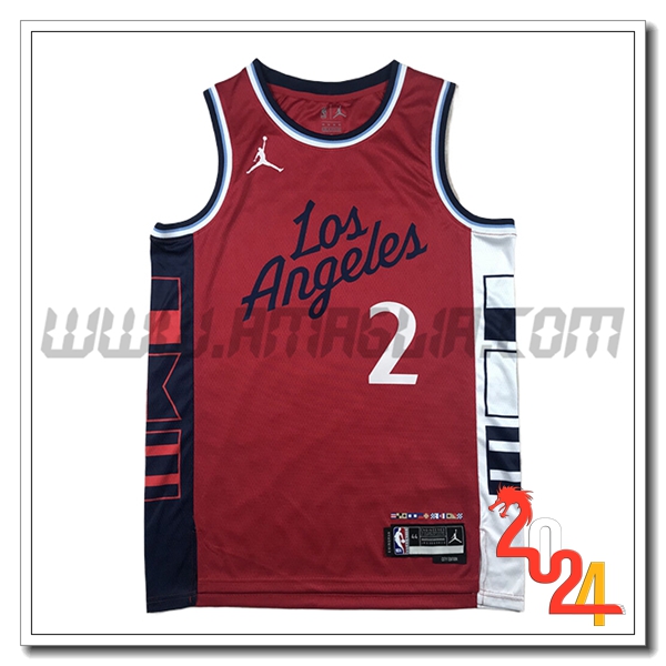 Maglia Los Angeles Clippers (LEONARD #2) 2024/25 Rosso/Nero/Bianco