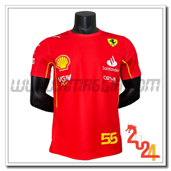 Maglietta F1 Scuderia Ferrari Team #55 Rosso/Giallo 2024