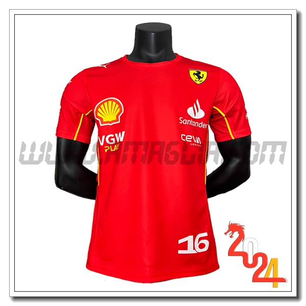 Maglietta F1 Scuderia Ferrari Team #16 Rosso/Giallo 2024