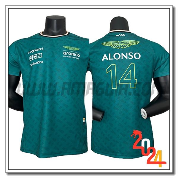 Maglietta F1 Aston Martin Team (ALONSO #14) Verde 2024