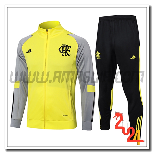 Tuta Allenamento Giacca Flamenco Giallo/Grigio 2024 2025