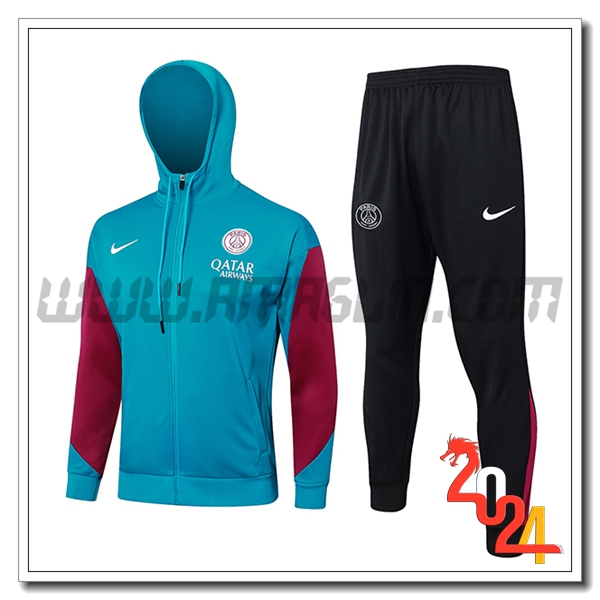 Giacca Con Cappuccio Tuta Giacca A Vento PSG Verde/Rosso 2024 2025