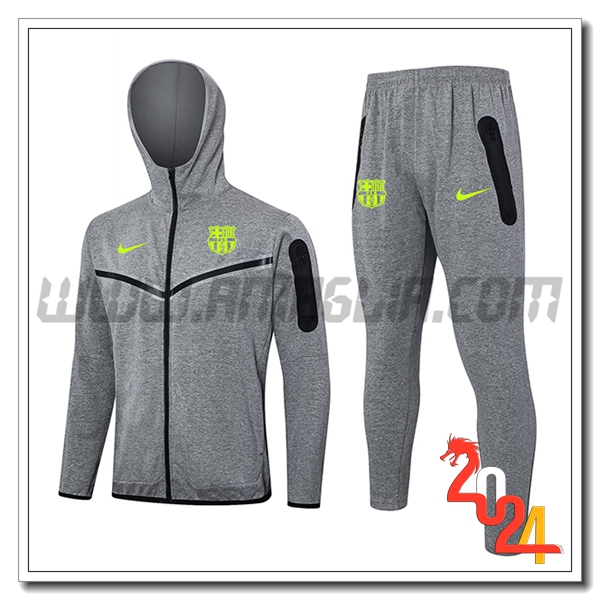 Giacca Con Cappuccio Tuta FC Barcellona Grigio 2024 2025 -02