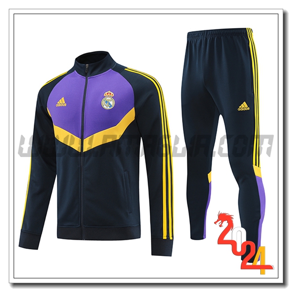Tuta Allenamento Giacca Real Madrid Nero/viola/Giallo 2024 2025