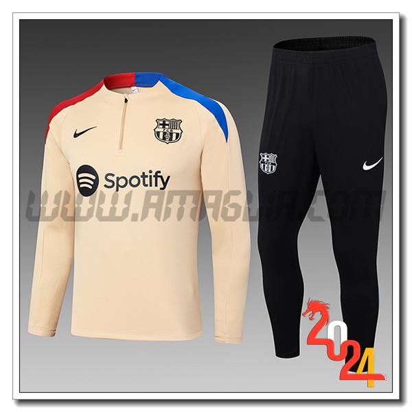 Tuta Allenamento FC Barcellona Bambino Beige/Blu/Rosso 2024 2025