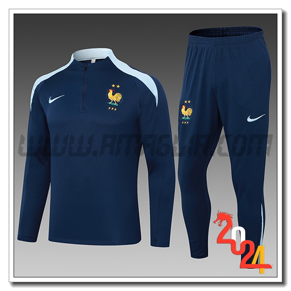 Tuta Allenamento Francia Bambino Blu Reale 2024 2025
