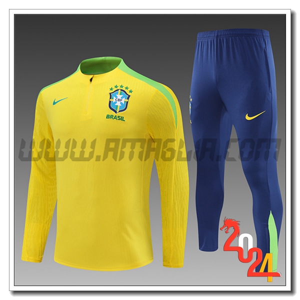 Tuta Allenamento Brasile Bambino Giallo/Verde 2024 2025