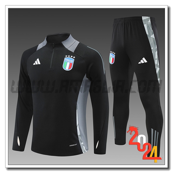 Tuta Allenamento Italia Bambino Nero/Grigio 2024 2025