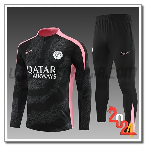 Tuta Allenamento PSG Bambino Nero/Rosa 2024 2025