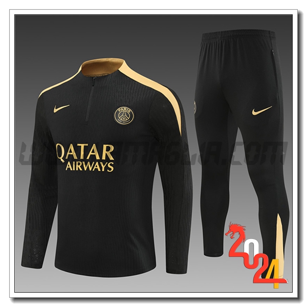 Tuta Allenamento PSG Bambino Nero/Giallo 2024 2025