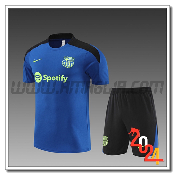 Kit Maglia Allenamento FC Barcellona Bambino Blu/Nero 2024 2025