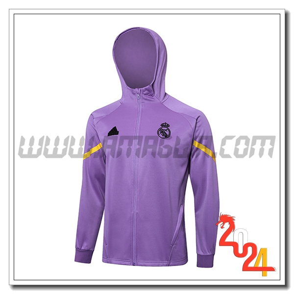 Giacca Con Cappuccio Real Madrid viola/Giallo 2024 2025