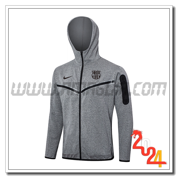 Giacca Con Cappuccio FC Barcellona Grigio 2024 2025 -03