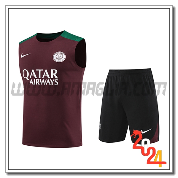 Kit Canotta Allenamento PSG Rosso/Verde 2024 2025