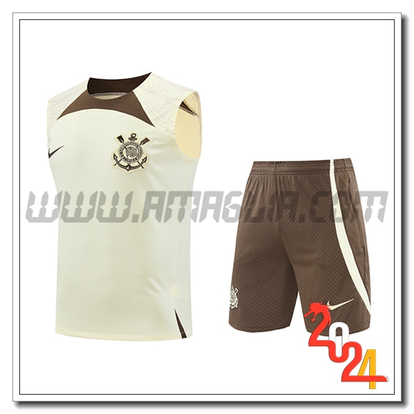 Kit Canotta Allenamento Corinthians Beige/Marrone 2024 2025