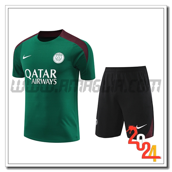Kit Maglia Allenamento PSG Verde/Rosso 2024 2025