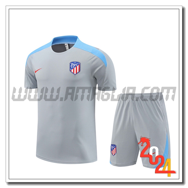 Kit Maglia Allenamento Atletico Madrid Grigio/Blu 2024 2025