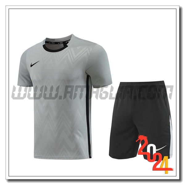 Kit Maglia Allenamento Nike Grigio/Nero 2024 2025