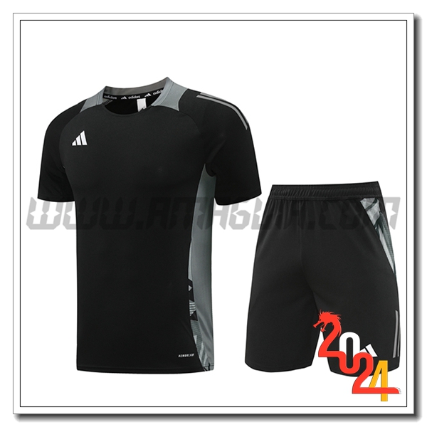Kit Maglia Allenamento Adidas Nero/Grigio 2024 2025