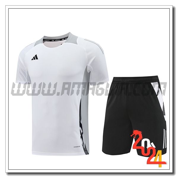 Kit Maglia Allenamento Adidas Bianco/Grigio 2024 2025